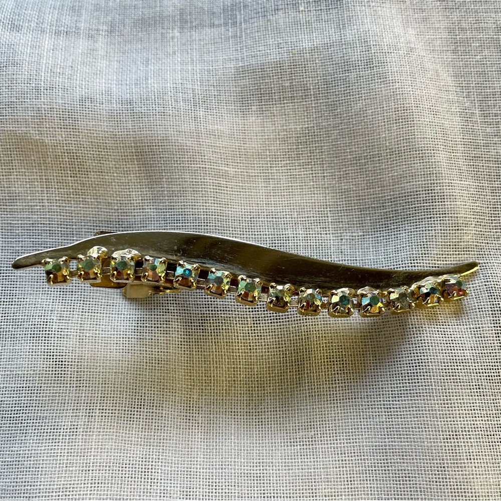 Vintage AB Rhinestone Wave Hair Clip